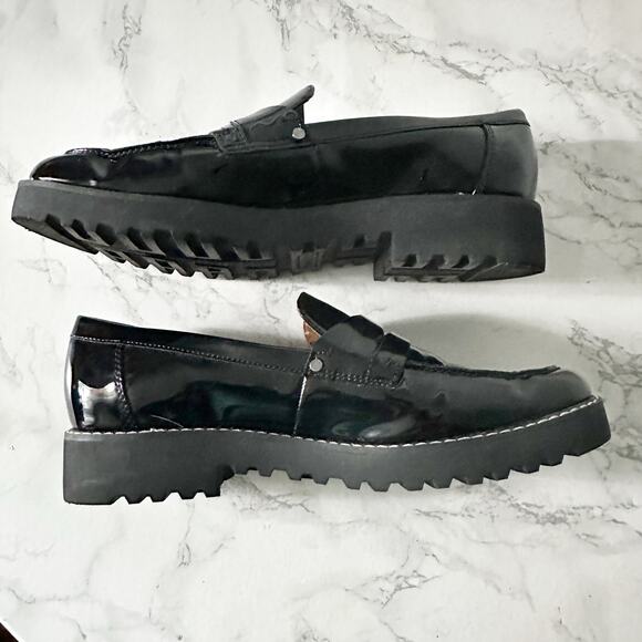 Franco Sarto Cassandra Black Patent Faux Leather Loafers women’s Size 9 - Picture 7 of 9